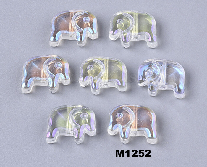 China Glass ELEPHANT Beads CLEAR AB  10x13mm  Lot of 20  M1252