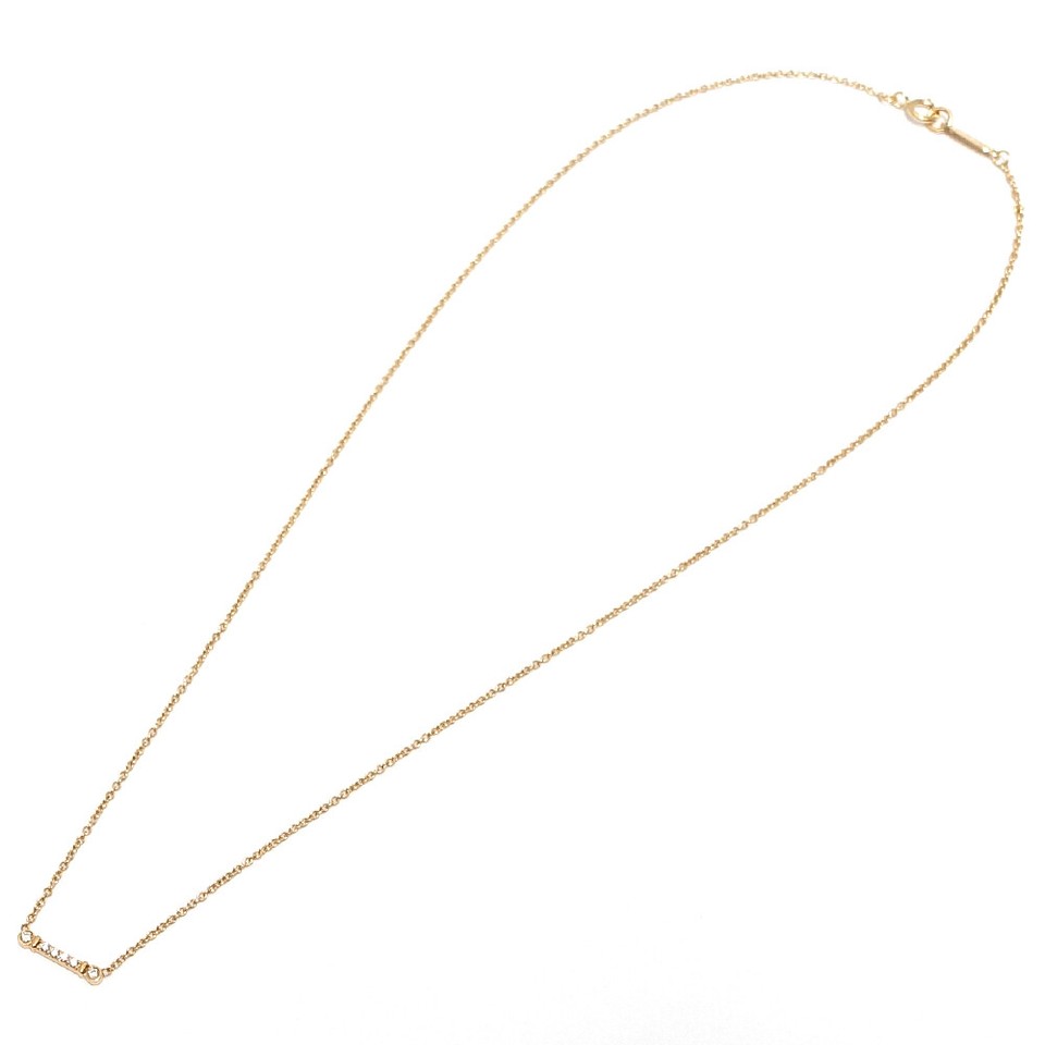 TIFFANY & Co. Fleur de Lis Key Bar Pendant 18k Gold Round Brilliant