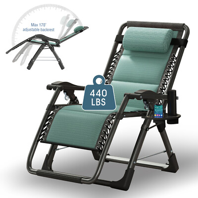 Zero Gravity Chair Reclining Lounge Chair Wiith Headest Folding Chaise Outdoor