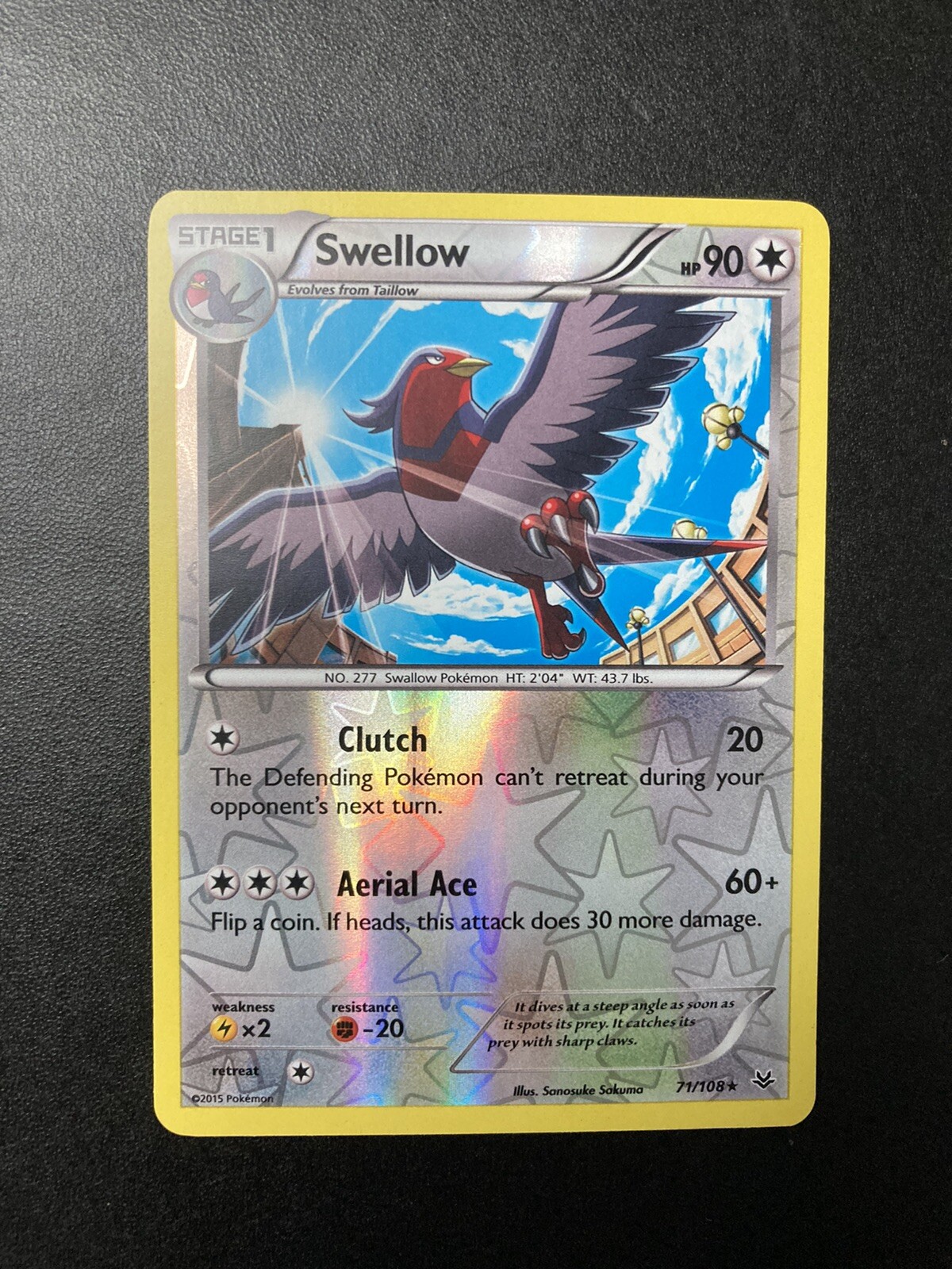71/108 Swellow Rare Reverse Holo: Pokemon Trading Card Game XY-06 Roaring Skies