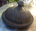 Antique Hand Forged~RUSTIC BLK*LiD Cover ONLY*3 3/4"ID~from 2Qt Gooseneck Kettle — photo 1
