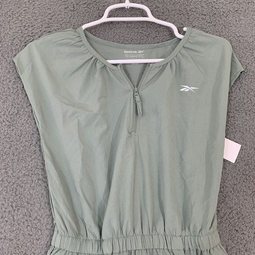 Reebok Girl's Large (12) Trim Zip Woven Performance Fit Romper Elastic Waist - Picture 3 of 8