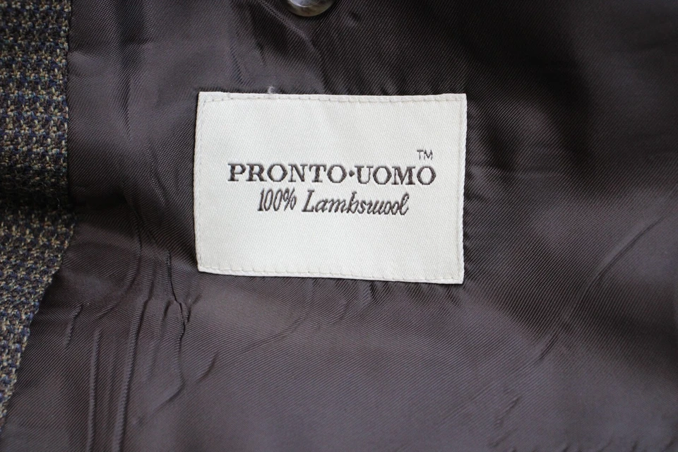 Pronto Uomo Blazer Mens 48R Houndstooth Lambs Wool 2 Button Single Breasted - Image 4 of 4
