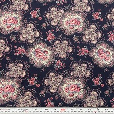 Vintage Cranston Schwartz Liebman Tex Florals on Navy Cotton by the HALF YARD