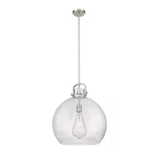 Innovations Newton Sphere 1-Lt 18" Stem Pendant, SN/SG - 410-1SL-SN-G410-18SDY