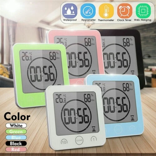 Waterproof Digital Bathroom Shower Clock Timer Alarm Temperature Meter Humidity - image 2 of 4