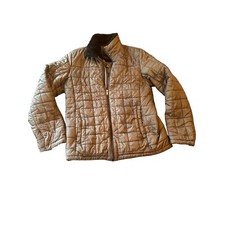 Tumi Transit Jacket Olive Green Quilted Fleece Collar Zip Closure Size Small