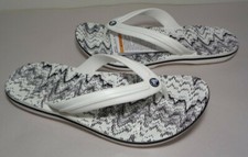 Image of Crocs Size 10 CROCBAND CARDIO WAVE FLIP White Black Sandals New Men's Shoes