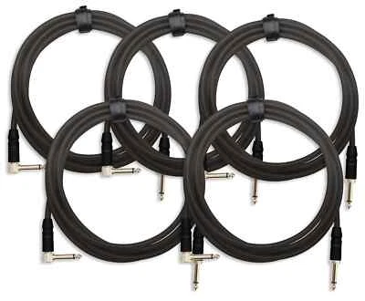 5x CABLE INSTRUMENTS GUITARE AMPLIFICATEUR AUDIO CONNECTEUR JACK NOIR 3M SET - Photo 1/4