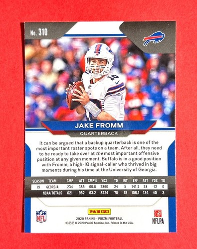 Jake Fromm ~ 2020 Panini Prizm ~ Black & White Variation ~ Rookie #310 - Picture 2 of 2