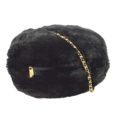 Chanel Black Fur Hand Warmer Chain Shoulder Bag 97441 | eBay