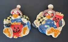 Lot of 2 Fitz and Floyd Scary Crow Candy Dish & Canape Plate – EUC Original Box