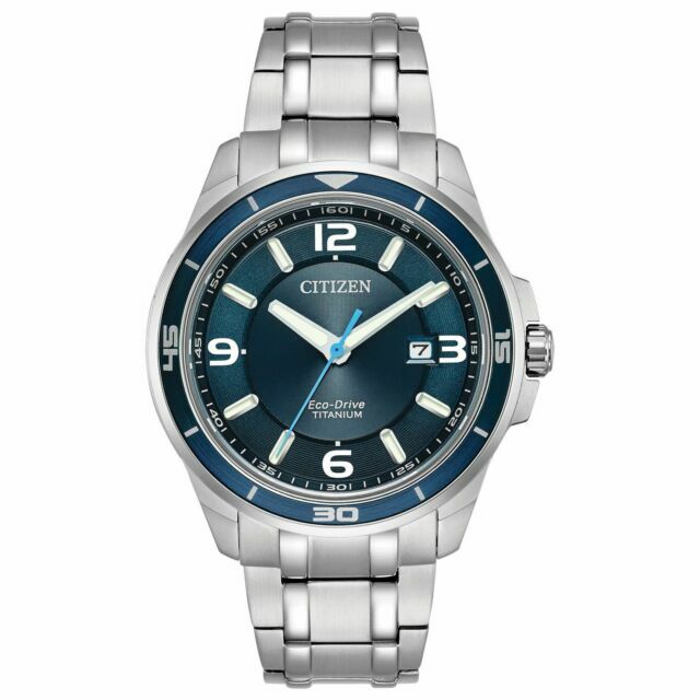 citizen men's blue dial black ip chronograph bracelet watch