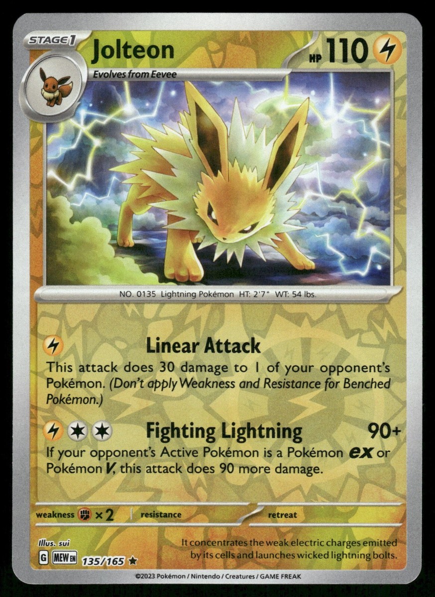 Jolteon Reverse Holo NM 135/165 Scarlet & Violet 151 Pokemon Card