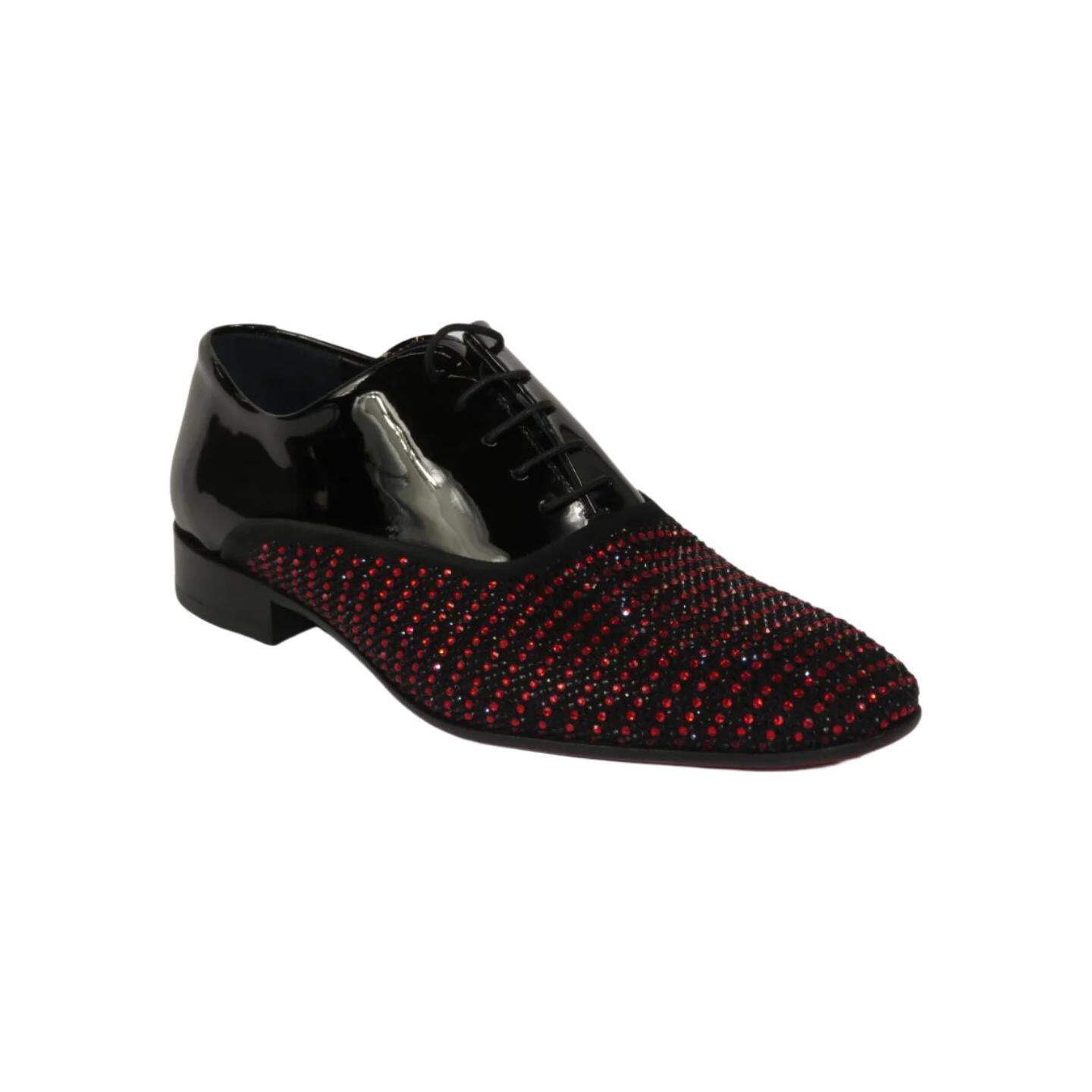 Мужские туфли GENIO из лакированной кожи на красной подошве Турция 120198641 Черные с красными камнями