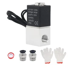 1/4" NPT Normally Closed 2V025-08  AC110V Electric Solenoid Air Valve Sets