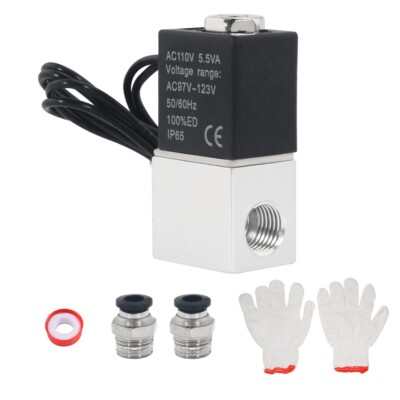 1/4'' NPT Normally Closed 2V025-08  AC110V Electric Solenoid Air Valve Sets