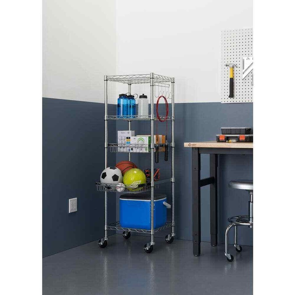 Trinity Ecostorage Rolling 5Tier Steel Wire Shelving Unit 18"W X 57"H In Chrome eBay