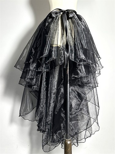 Gothic Women Tie-On Overskirt Cocktail Prom Detachable Train High-low Overskirt - Picture 6 of 12