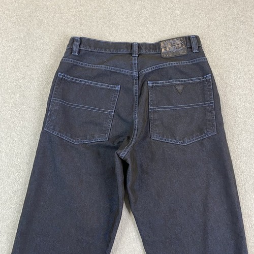 VINTAGE Guess Jeans Mens 30x32 Straight Dark Wash Indigo Blue Denim Preppy Y2K - Picture 22 of 22