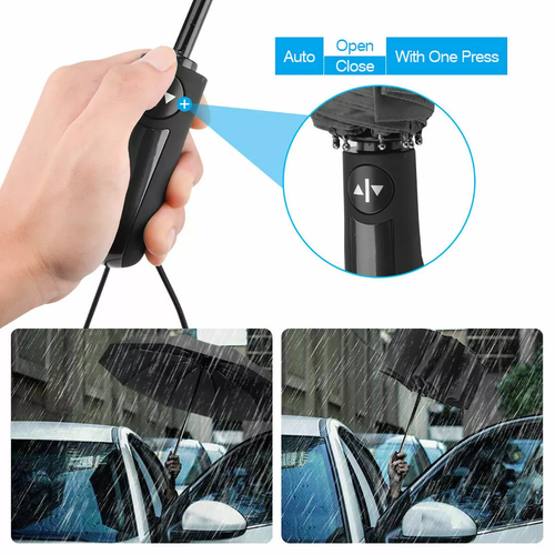 Automatic Black Umbrella Anti-UV Sun/Rain Windproof 3 Folding Compact Umbrella - Picture 12 of 30
