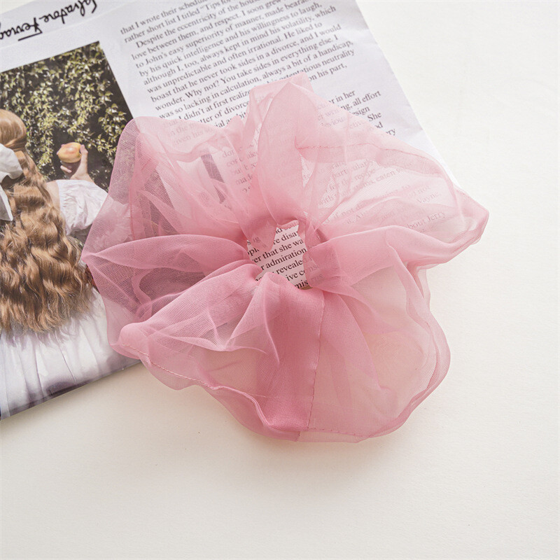 6 Organza-Haargummis, Elastisch – Weich, Glänzend, Für Damen & Mädchen, Mittlere Größe