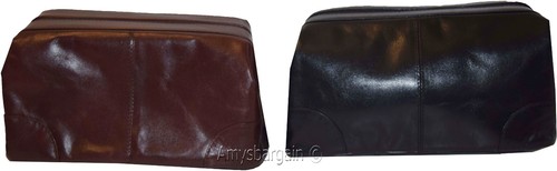 Man's grooming bag large leather cosmetic make up case new leather toiletry case - Picture 7 of 36