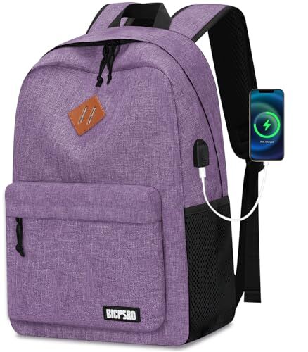 Lightweight Purple Backpack for Women Men, School Backpack 15.6 Inch C8-purple