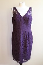 NWT David's Bridal 14 Plum Purple Lace Overlay Sleeveless Short Tank Dress