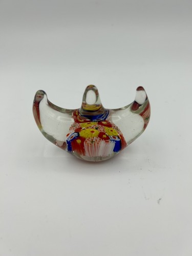 Vintage Millefiori Art Deco Glass Brush Pen Chopstick Holder 2" 1930s Retro