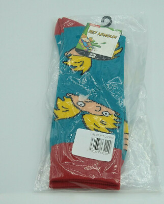 Hey Arnold! Pattern Crew Tube Socks Nickelodeon Socks Size 10-13 Bioworld New