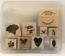 Stampin Up Stamps Marvelous Morning Glory Set of 10 Rubber Mounted Wood Block