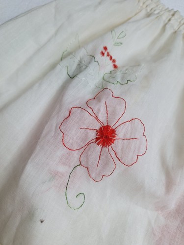 Vtg Thin A-line CottageCore Peasant Gypsy Skirt M-L Embroidered Flowers Handmade - Picture 12 of 12