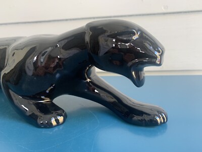 VTG Black Panther 50/60s Mid Century Ceramic Porcelain Figurine 18