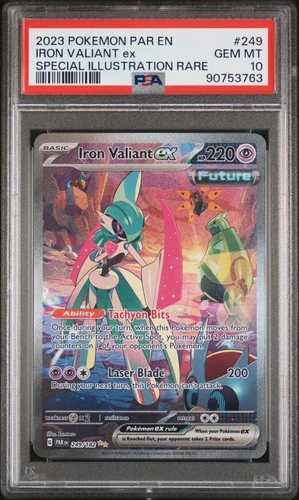 2023 POKEMON PARADOX RIFT SPECIAL ILLUSTRATION RARE #249 IRON VALIANT EX PSA 10
