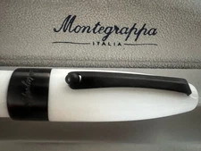 🔴 MONTEGRAPPA Fortuna White White Resin Burnished Metal Ballpoint Pen NOS