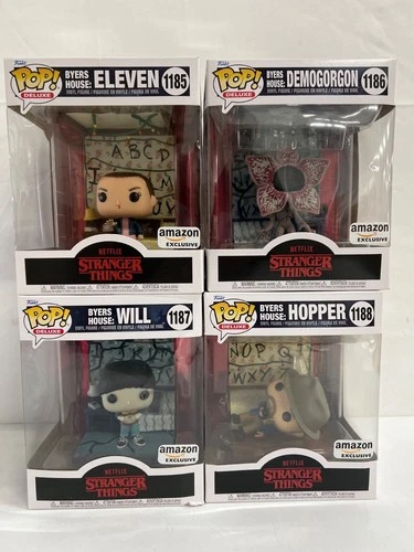 Lot of 4 Funko Pop! Deluxe STRANGER THINGS: El Will Hopper & Demogorgon