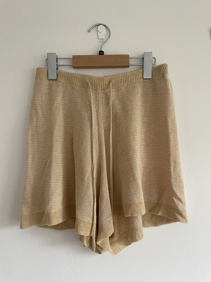 Ghanda Women’s Beige Cream Linen Drawstring Shorts Size XS