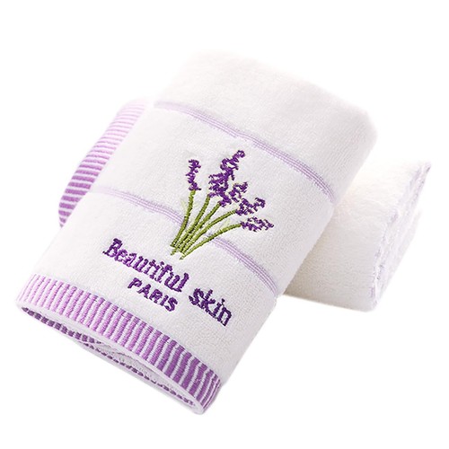 100% Cotton Lavender Floral Hand Towels Set of 2 for Bathroom 13.8"x29.5" (Wh...