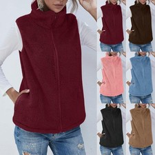 Lady Fleece Fur Body Warmer Full Zip Up Waistcoat Gilet Coats Cardigan Plus Size