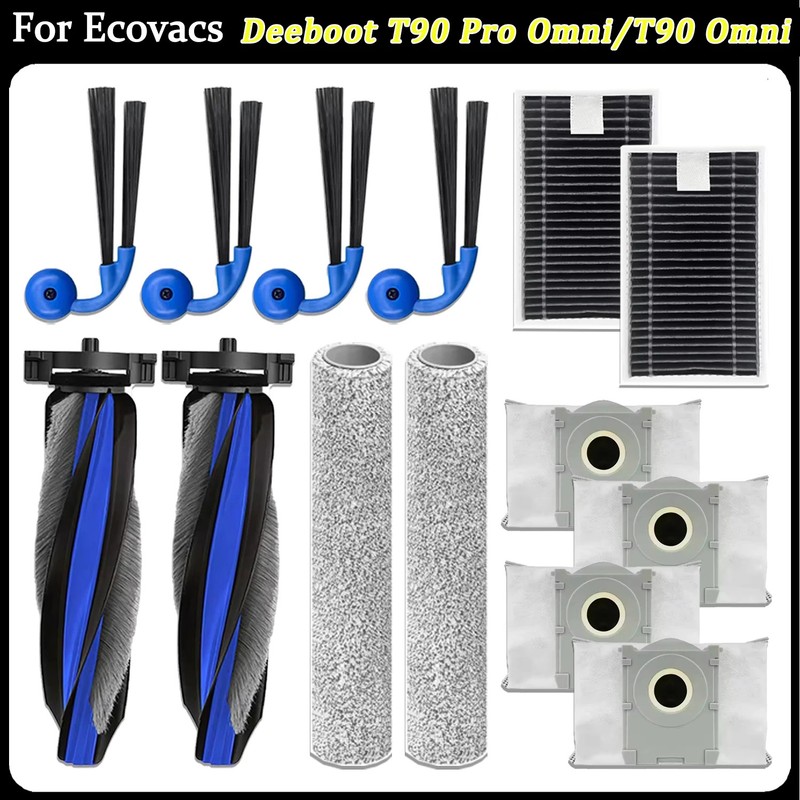 Replacement Brush Filter Mop Kit for Ecovacs Deebot T90 Pro Omni Robot Vacuum