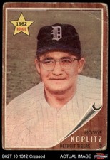 1962 Topps #114 Howie Koplitz Normal Tint Tigers COMMON VARIATION 1 - POOR