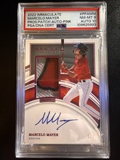 2022 Immaculate Prospect Patch Auto-Pink Marcelo Mayer /8, PSA 8 Auto 10