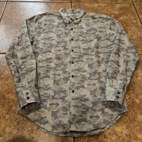 Naked & Famous Men Green Camouflage Shirt camo Button Down Long Sleeve medium