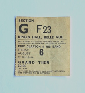 Eric Clapton (1976) Vintage Concert Ticket at the King's Hall Belle Vue.