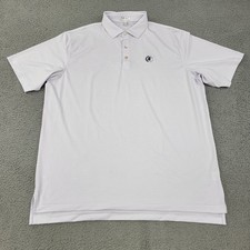 Peter Millar Polo Mens 2XL XXL White Performance Striped Embroidery Shirt
