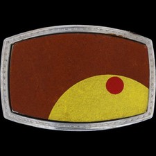 Modernist Abstract Art Sun Leather Belt Buckle Retro Handmade Vtg Belt Buckle