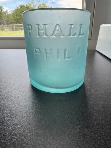 1850s aqua P. Hall, Philadelphia bottle, upcycled to a beautiful antique glass. - Picture 2 of 5