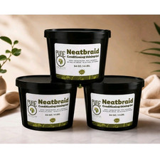 PURE Neatbraid Hair Gel Mega Hold Shine No Alcohol No Flake 64 oz, Pack of 3 