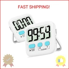 Antonki 2 Pack Digital Timer for Kids, Magnetic Countdown Kitchen Timers for Coo